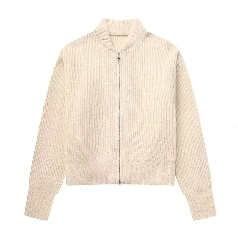 hoodie Women's Wear Autumn Winter New High Street Jacket Knitted Gray Fashion Zipper Round Neck Long Sleeve Women's Sweater jacket