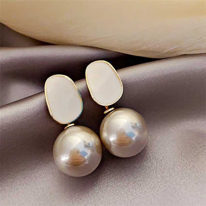 Exaggerate Big Pink Black White Imitation Pearl Pendant Earring for Women Trend Geometry Brincos Wedding Jewelry Girl Gift V250613