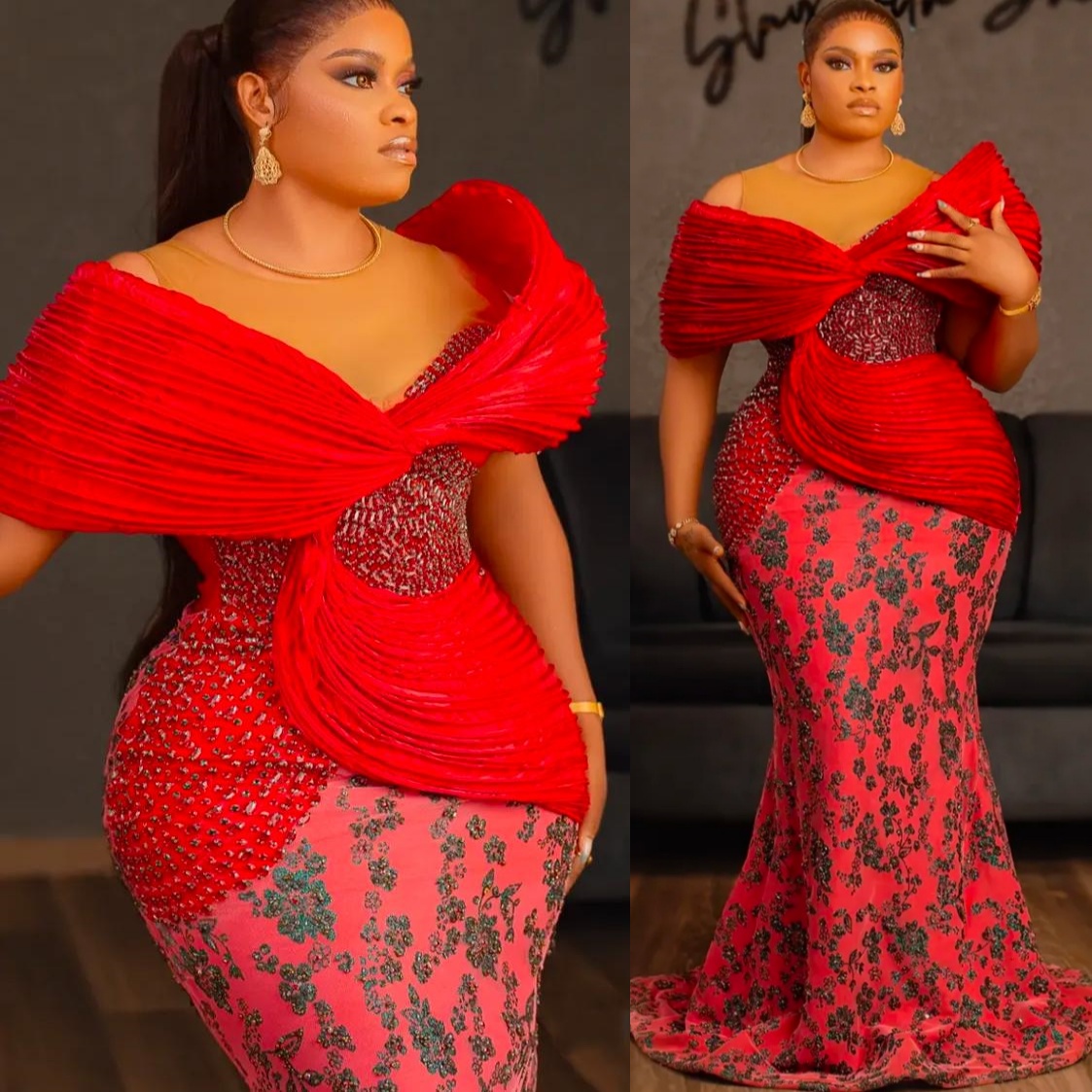 Red Mermaid Prom Dresses 2025 Beaded Crystals Lace Stylish Vintage Evening Formal Party Second Birthday Engagement Gowns Plus Size Dress For Special O