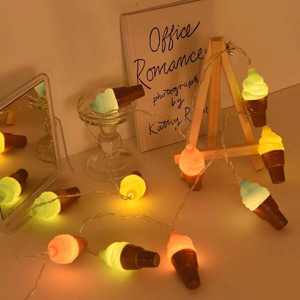 Fairy Lights LED Ice Cream String Rainbow Garland Christmas Tree Kids Bedroom Living Room Decor Lamp Patio Wedding Party Outdoor XJ250612