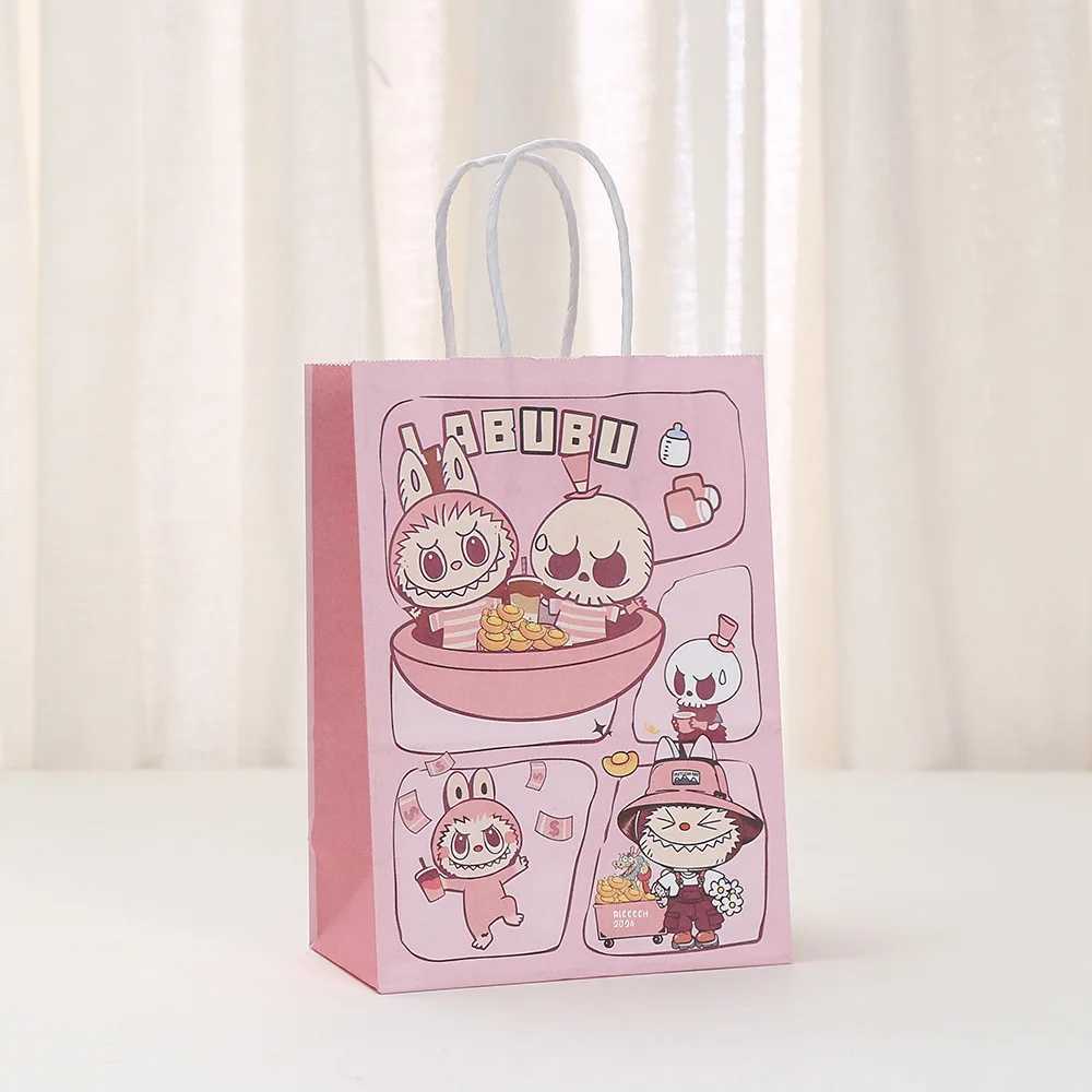 10Pcs Labubu Kraft Paper Bags Cute Party Decoration Gift Bags Shopping Packaging Bags Candy Bakery Packaging Biodegradable Z250613