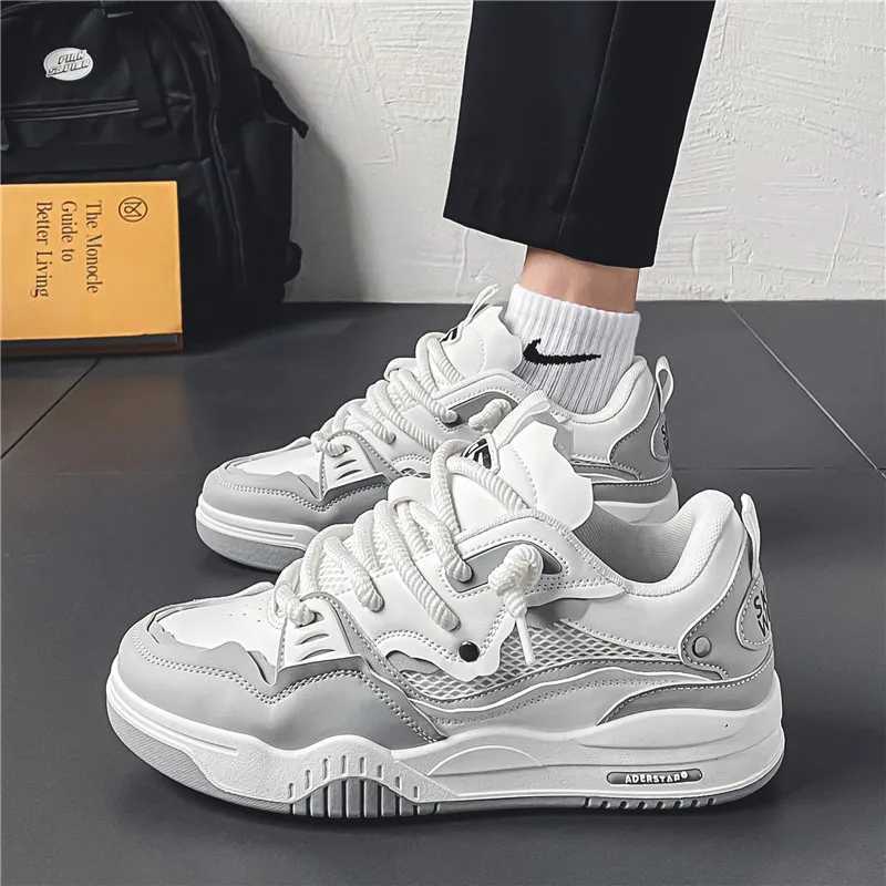 Mens Vulcanized Shoes Trendy Personalized Teenagers Casual Shoes Round Toe Lace-Up Plus Size Platform Shoes Men Shoes For Sale Z250613