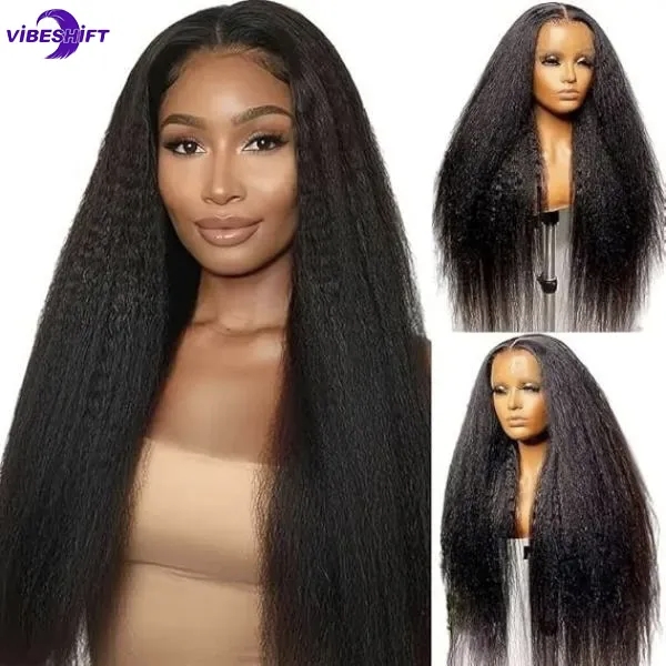 ViBESHiFT 16-34 inch Straight/Body/Deep/Water/ Kinku Curly/Kinky Straight Wigs Raw Human Hair 13*4 Transparent Lace Front Wigs 200% Density Frontal wi