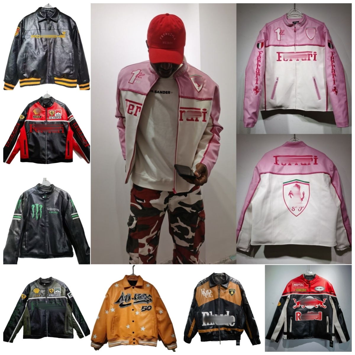 Designer F1 Racing Suit PU jackets mens leather jacket locomotive jacket warm Retro Motorcycle jacket Windproof stand collar zipper winter Moto Team Rider jackets