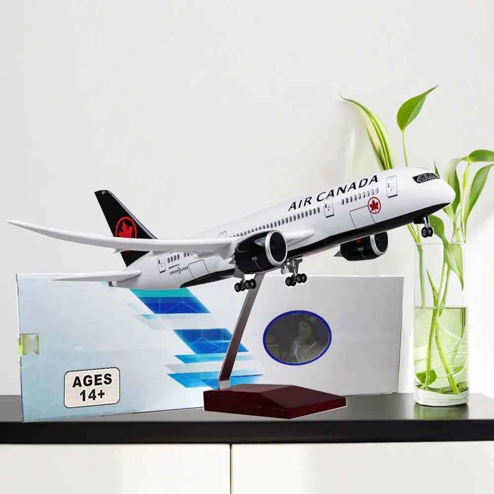 Toy Sale 1/130 Scale 43cm Airplane 787 B787 Toy Aircraft Canada Airlines Model W Light Wheel Diecast Plastic Resin Plane Toys L250612