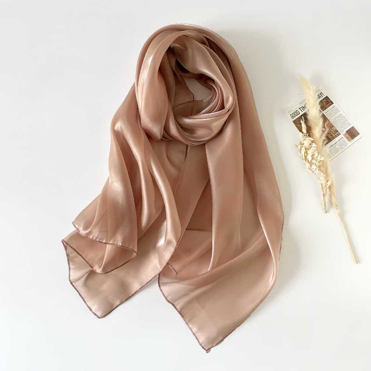 T961 Spring, Summer and Autumn New Korean Style Floral Elegant High-end Silk Scarf Women's Decorative Shawl Sunscreen Beach Towel