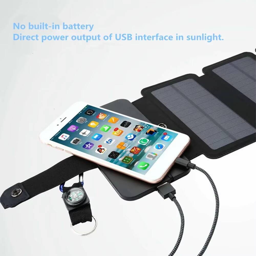 Outdoor Solar Panel Charger Foldable Camping Hiking Backpacking Travel Smartphone Power Portable 5V 2.4a USB Output Device tues