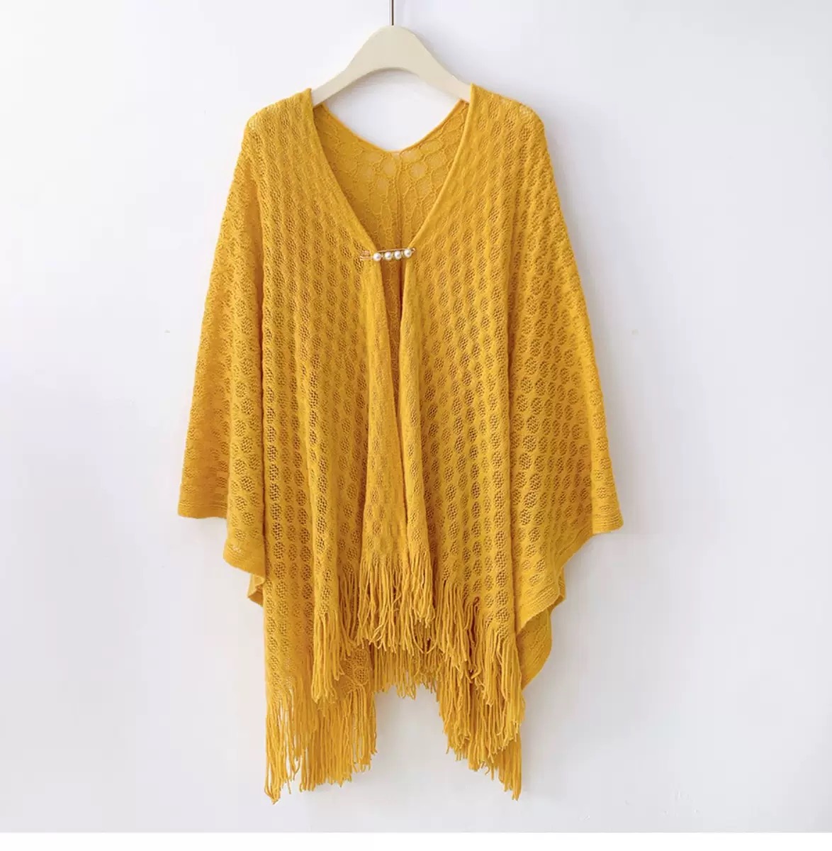 K1003 Spring and summer hollow outerwear large shawl women's solid color plaid with cheongsam cape cloak thin knitted air-conditioned room scarf