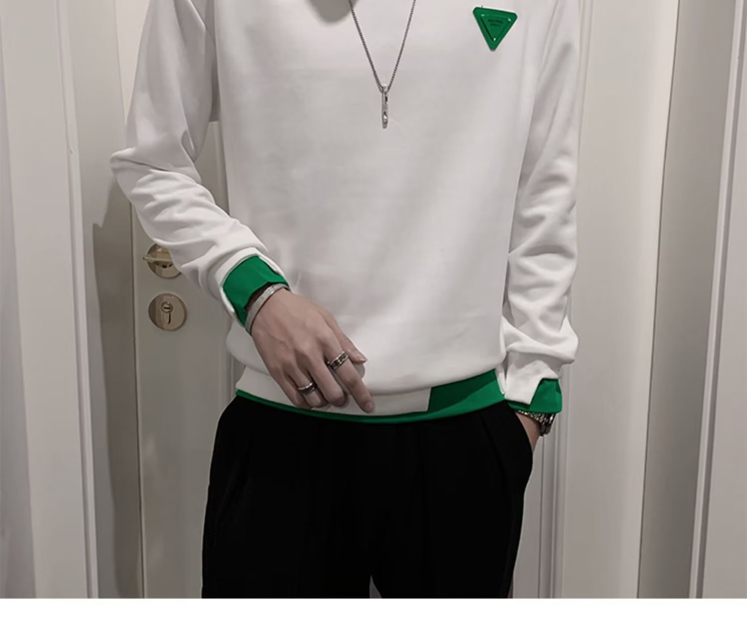 Men's Sweaters Autumn Winter Casual Sweater Long Sleeve Slim Knitted Pullovers Fashion Contrast Crew Neck Pullover Men Clothing