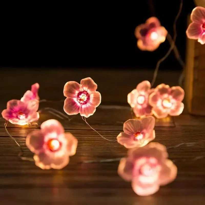 3M 30LEDS Cherry Blossom Fairy String Lights Pink Flower String Lamps Battery Powered For Outdoor Christmas Garland Decoration XJ250612