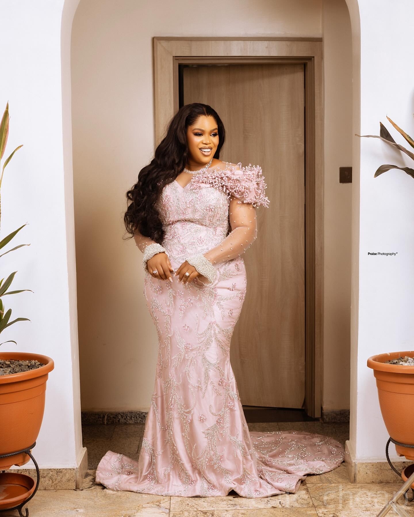 Pearl Pink Mermaid Prom Dresses 2025 Pearls Lace Crystals Vintage Evening Formal Party Second Birthday Engagement Gowns Plus Size Dress For Special Oc