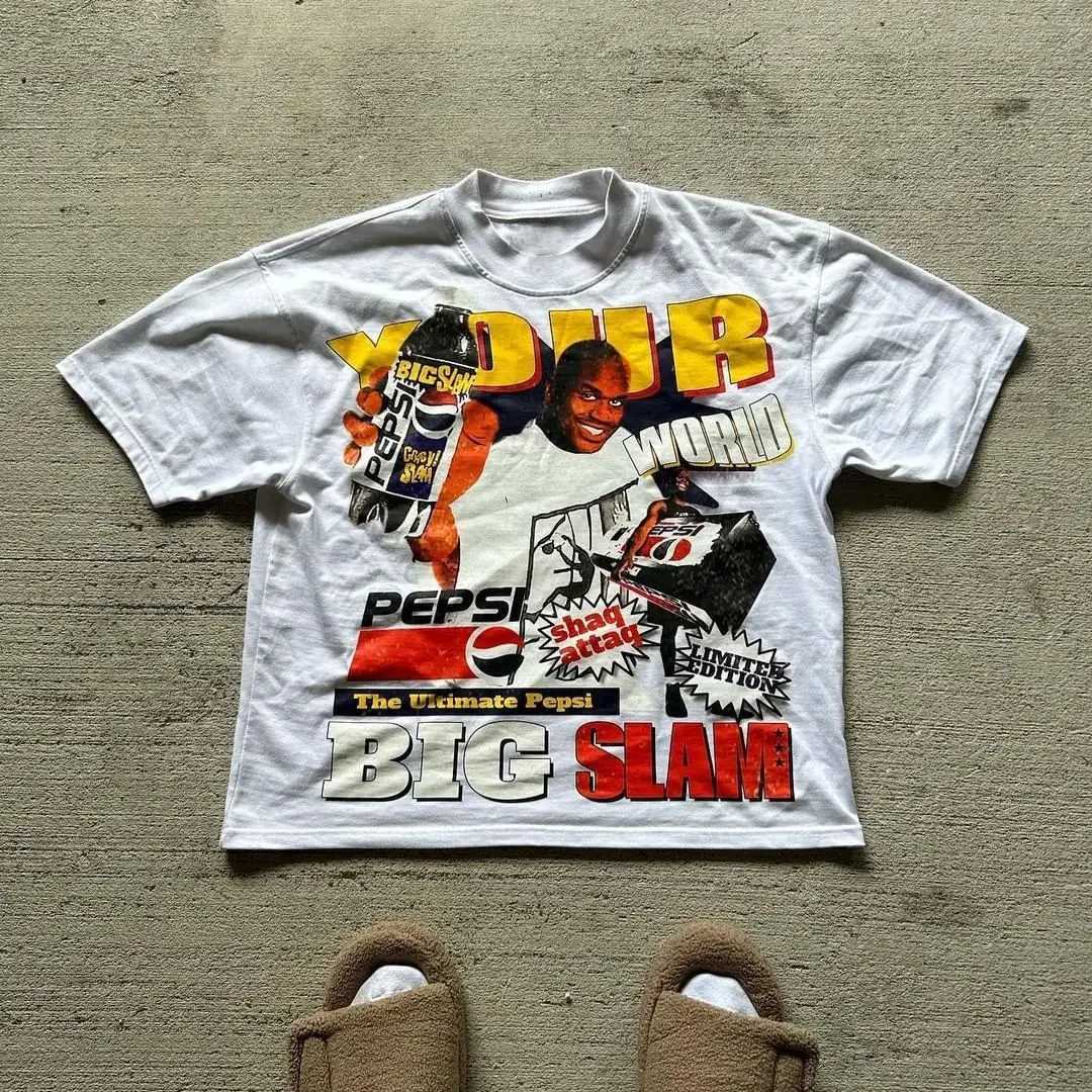 Harajuku Trendy American Retro Basketball All-Star Print Mens T-Shirt Y2K Summer Oversized Cotton T-Shirt Street Rap Culture X250613