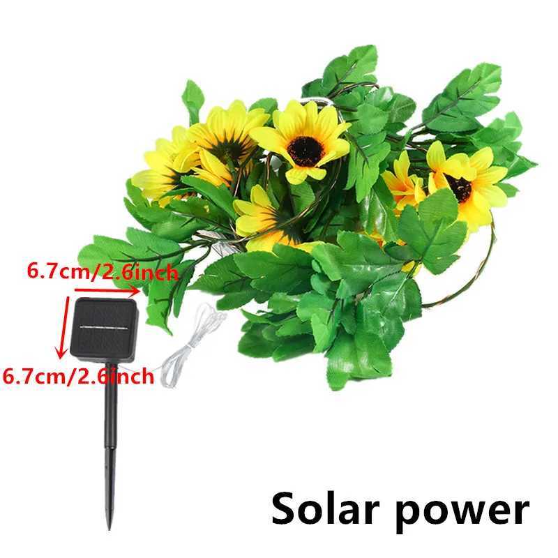 Solar Sunflower LED String Lights Artificial Sun Flower Maple Leaf Outdoor Light Up Your Garden Christmas New Year Decoration XJ250612