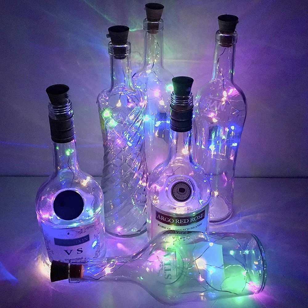 10/20LEDs Solar Wine Bottle String Light Solar Copper Wire Fairy Lights Cork Shape Christmas Lamp For Wedding Party Garden Decor XJ250612