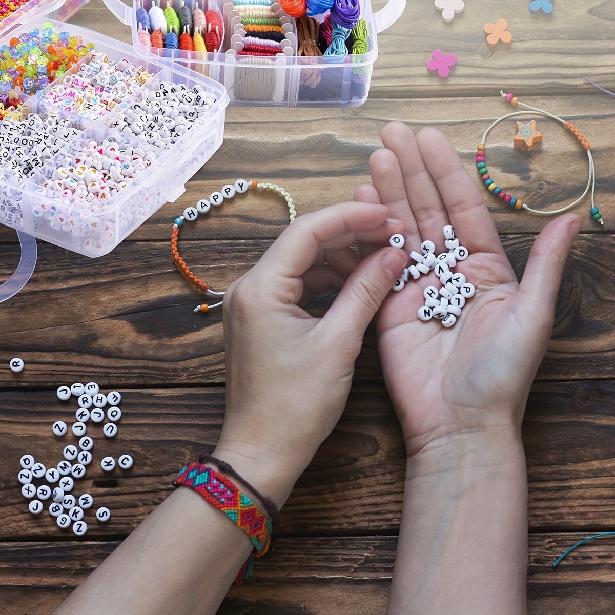 Moonlitwandering 5000PCS Friendship Bracelet Beads Kit with 3-Layer Storage Box