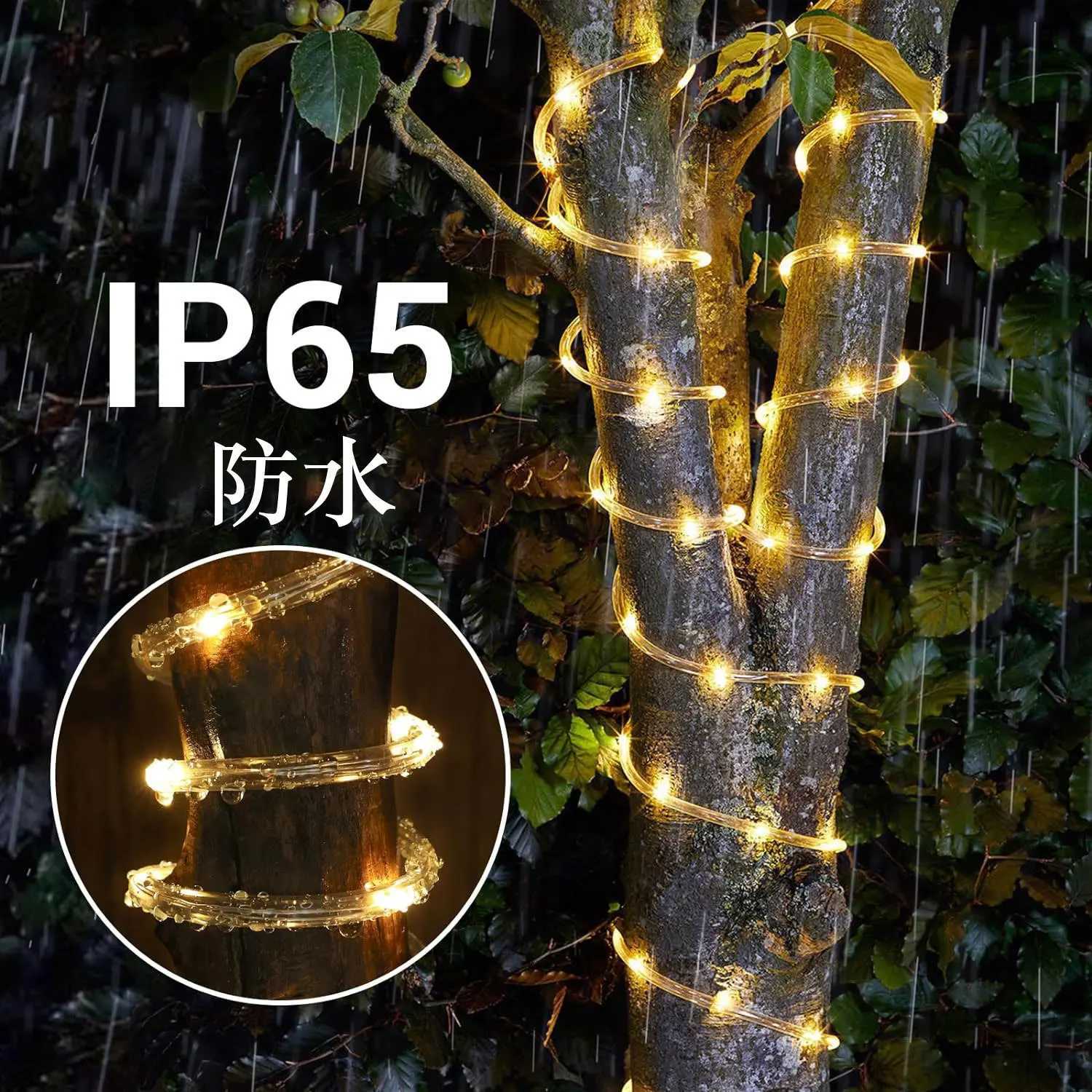 New solar tube LED color lights waterproof copper wire lights string courtyard atmosphere lights holiday decorations outdoor stringXJ250612