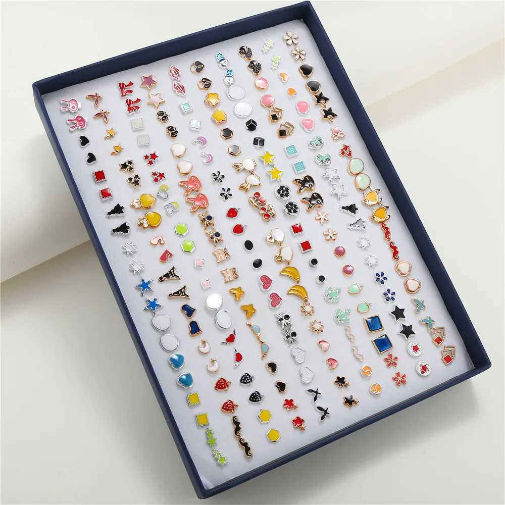 100 Pairs/Lot Small Mini Stud Earring Set For Girl Love Star Animal Geometric Random Female Wedding Party Ear Jewelry Accessories XJ250612