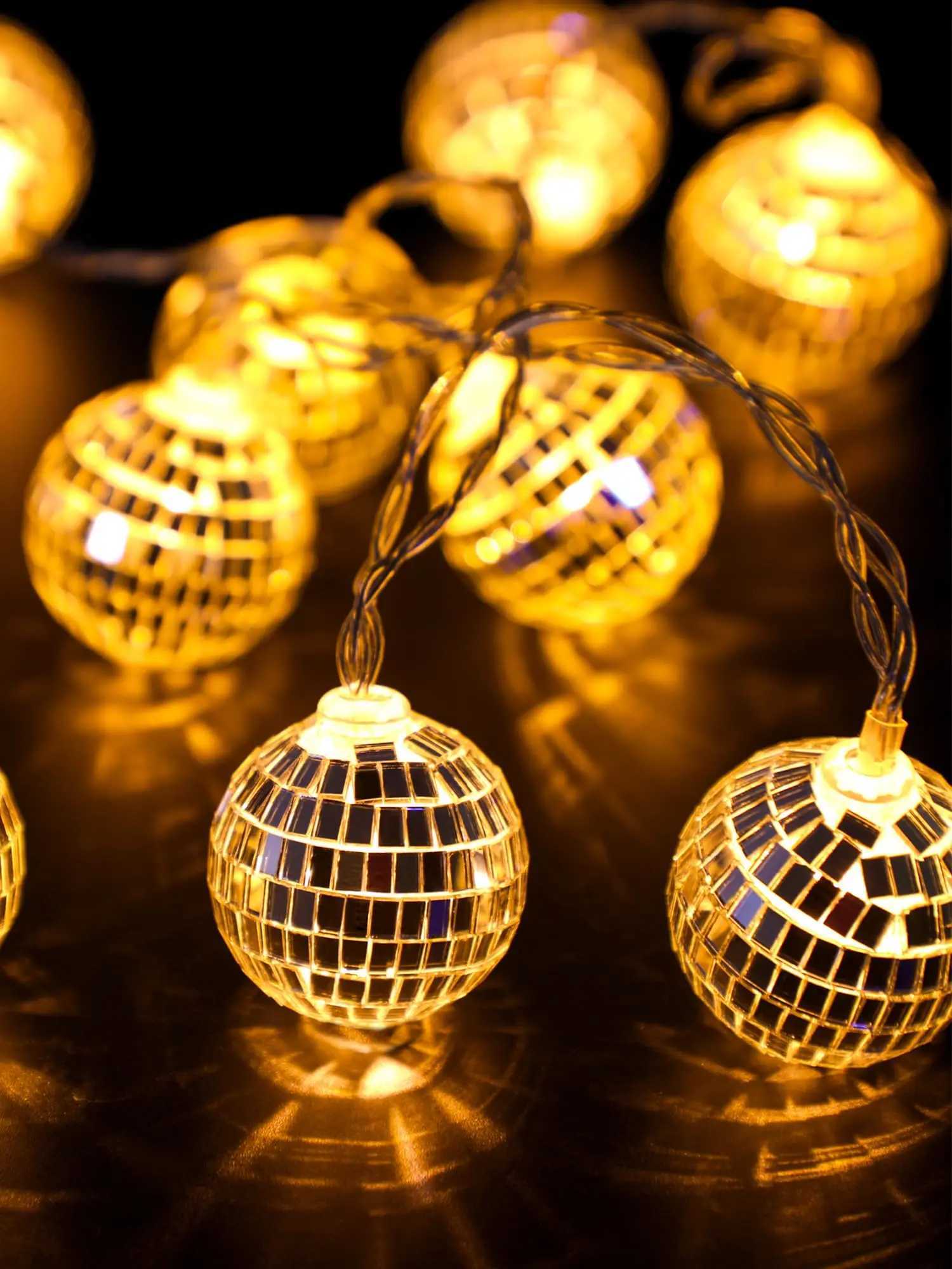 Disco Ball LED String Lights - Battery Powered Fairy Lamp for Bedroom Home Decoration Garden Party Wedding Birthday Decor XJ250612