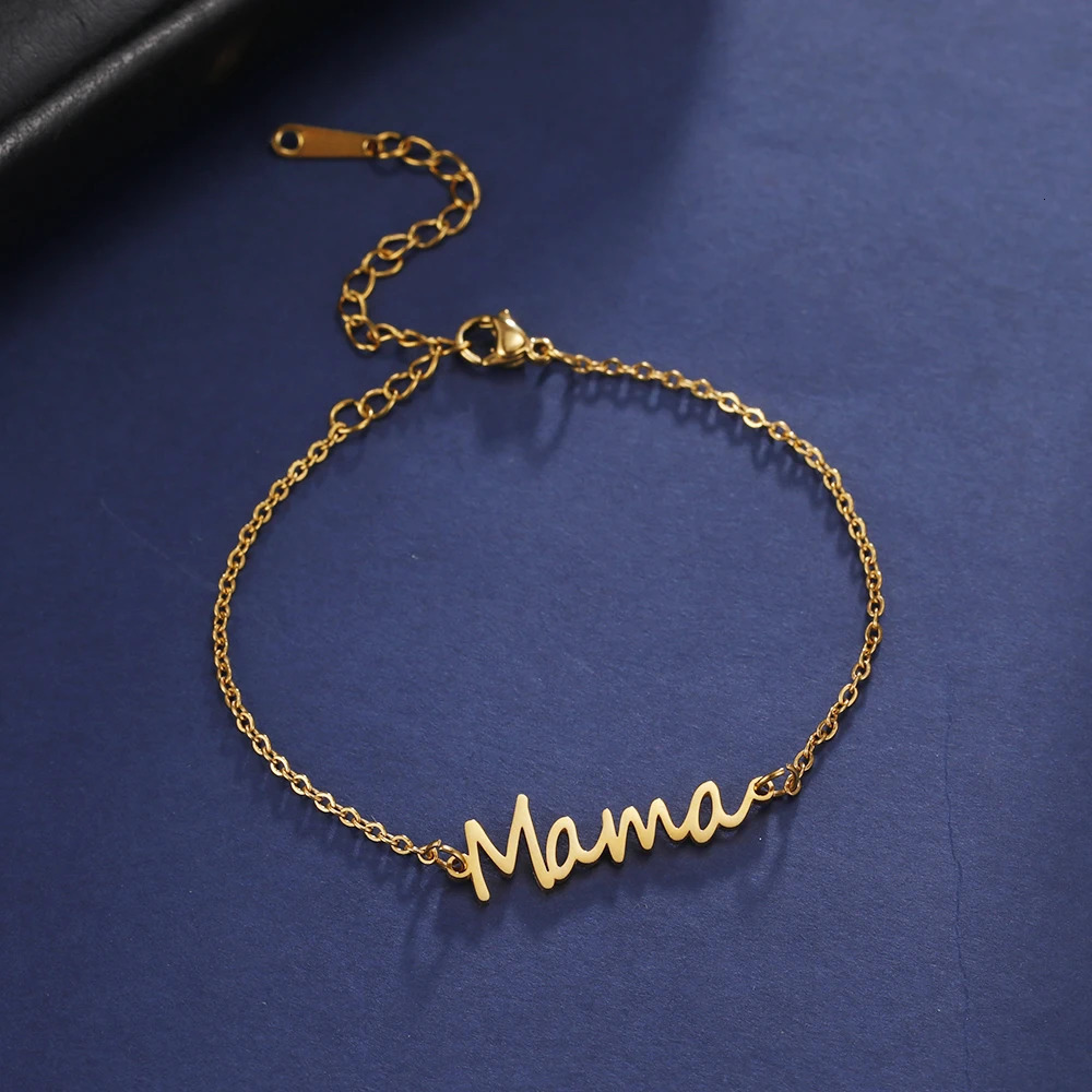 Letter Mama Charm Bracelet Men Women Stainless Steel Double Layer Beads Chain Bracelets Fashion Jewelry Mother Day Gift 250528