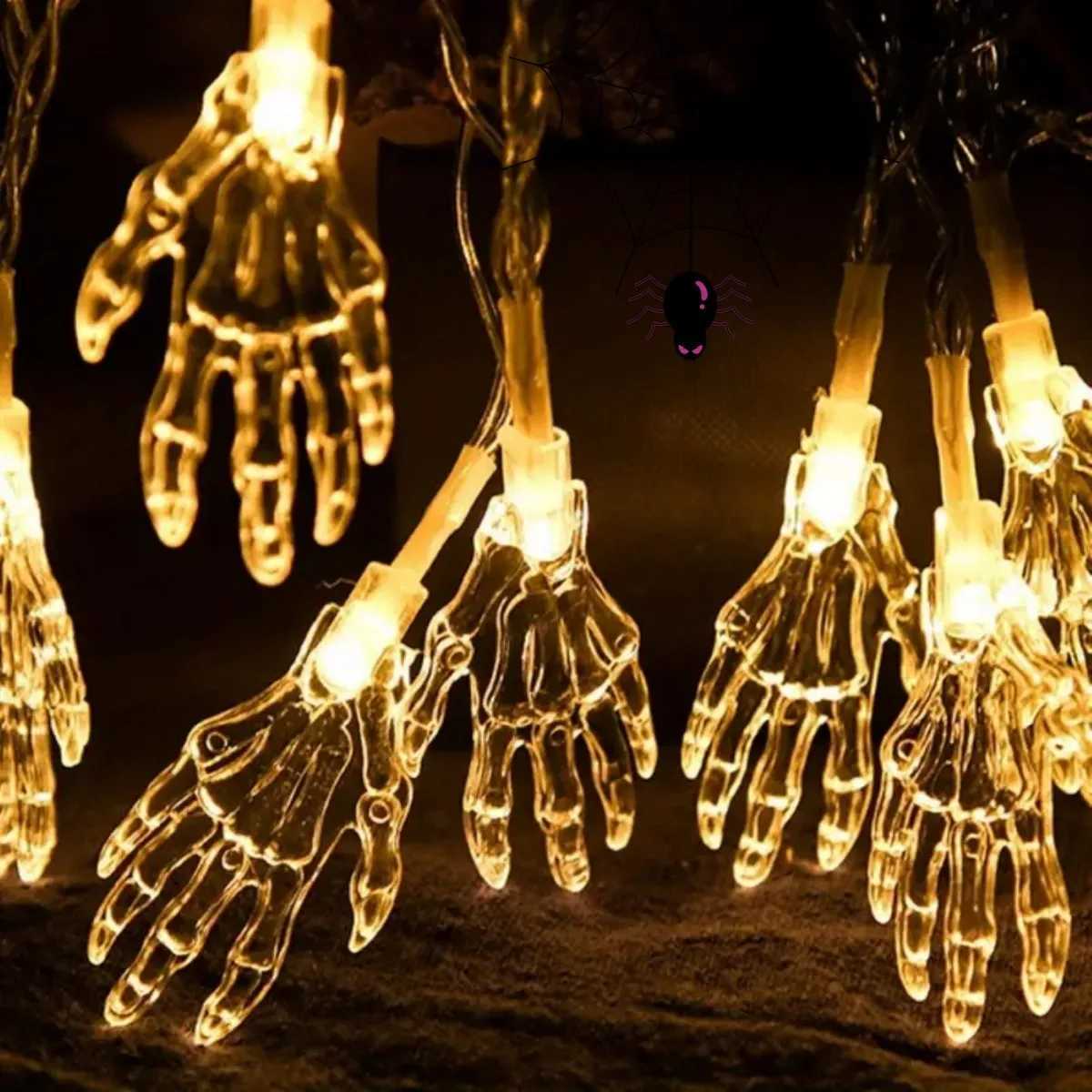 1pc LED Ghost Claw Decoration String Lights Horror Atmosphere Halloween Lamp Battery Operated Suitable For Haunted Party Decor XJ250612