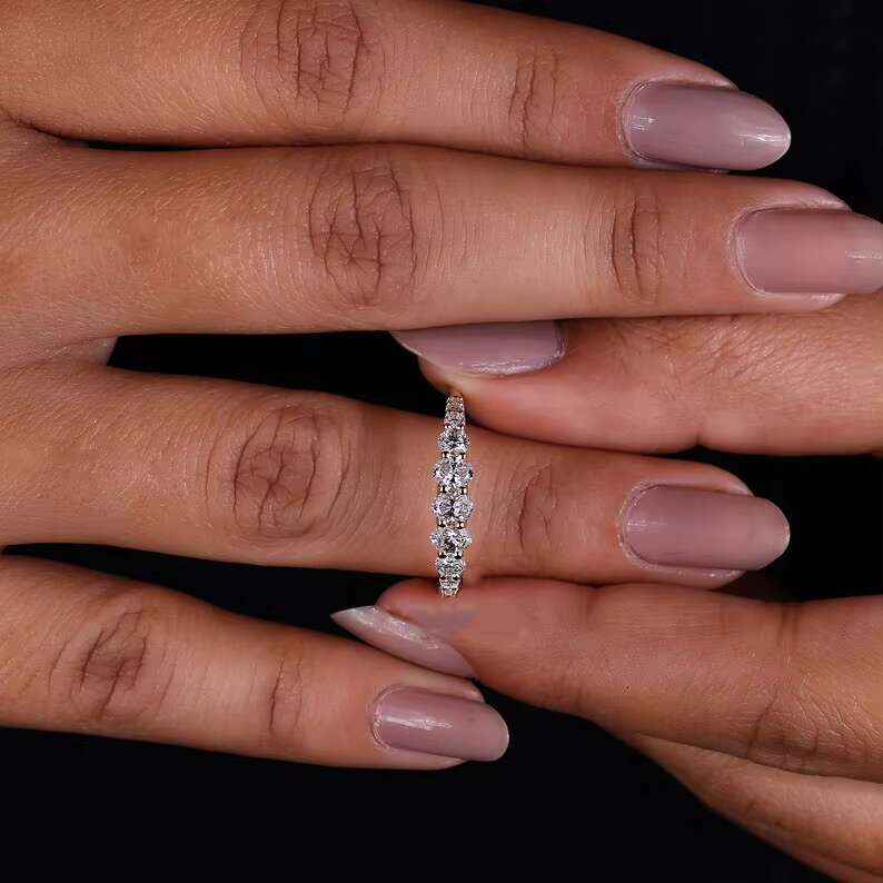 Fine Jewelry Real 10K 14K Gold Graduated Oval and Round Diamond Engagement Ring Lab Grown Diamond Ring for Women Anniversary