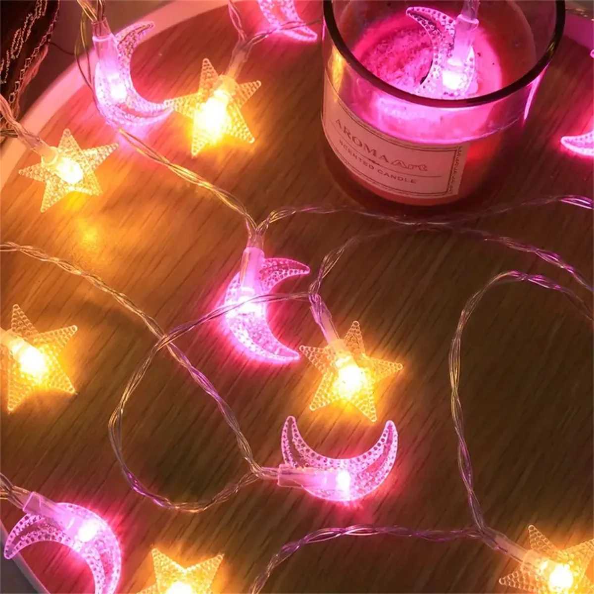 1.5M/3M LED Star Moon Colorful Light String Starry Sky Living Room Outdoor Courtyard Camping Trunk Decoration Atmosphere Light XJ250612