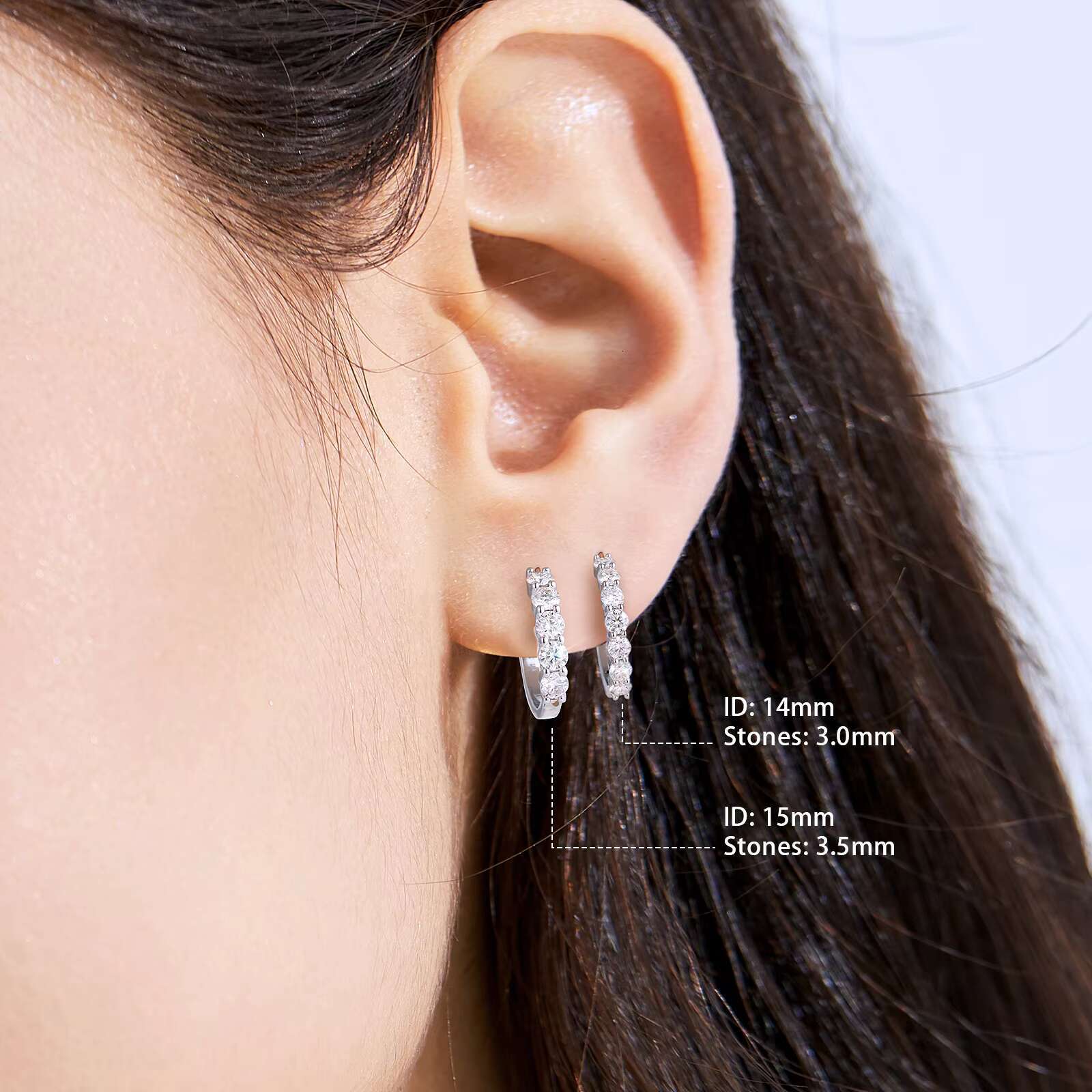 2.0ct 1ct 0.6ct 925 Sterling Silver Sparkle Moissanite Lab Created Diamond 14K Gold Plated Huggies Hoop Earring for Women Men