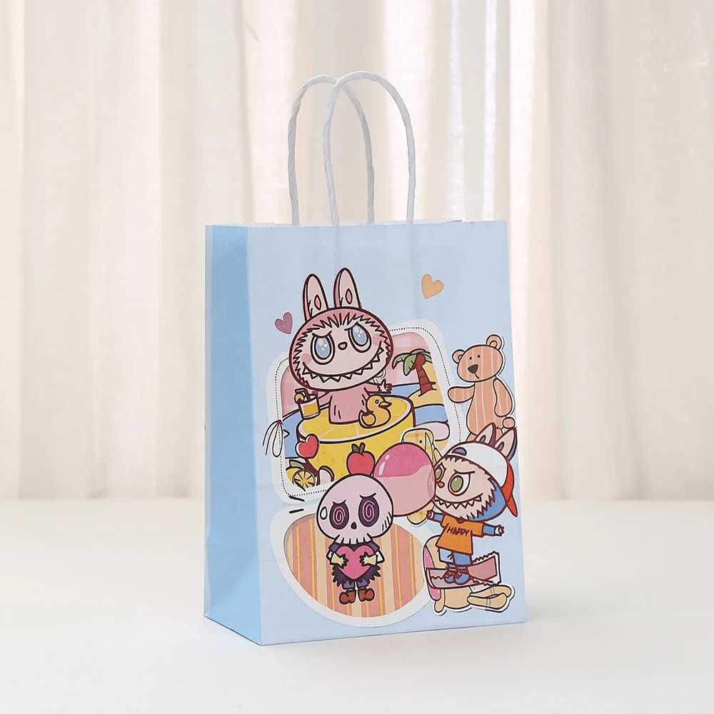 10Pcs Labubu Kraft Paper Bags Cute Party Decoration Gift Bags Shopping Packaging Bags Candy Bakery Packaging Biodegradable Z250613