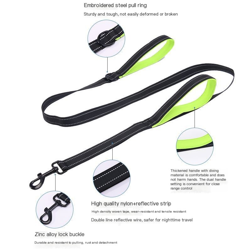 Dog Collar Designer Harness Pet Leash Safety Belt For Walking Large Dogs, Double Handle Rope, Bite-Resistant Medium Dog Chain Supplies