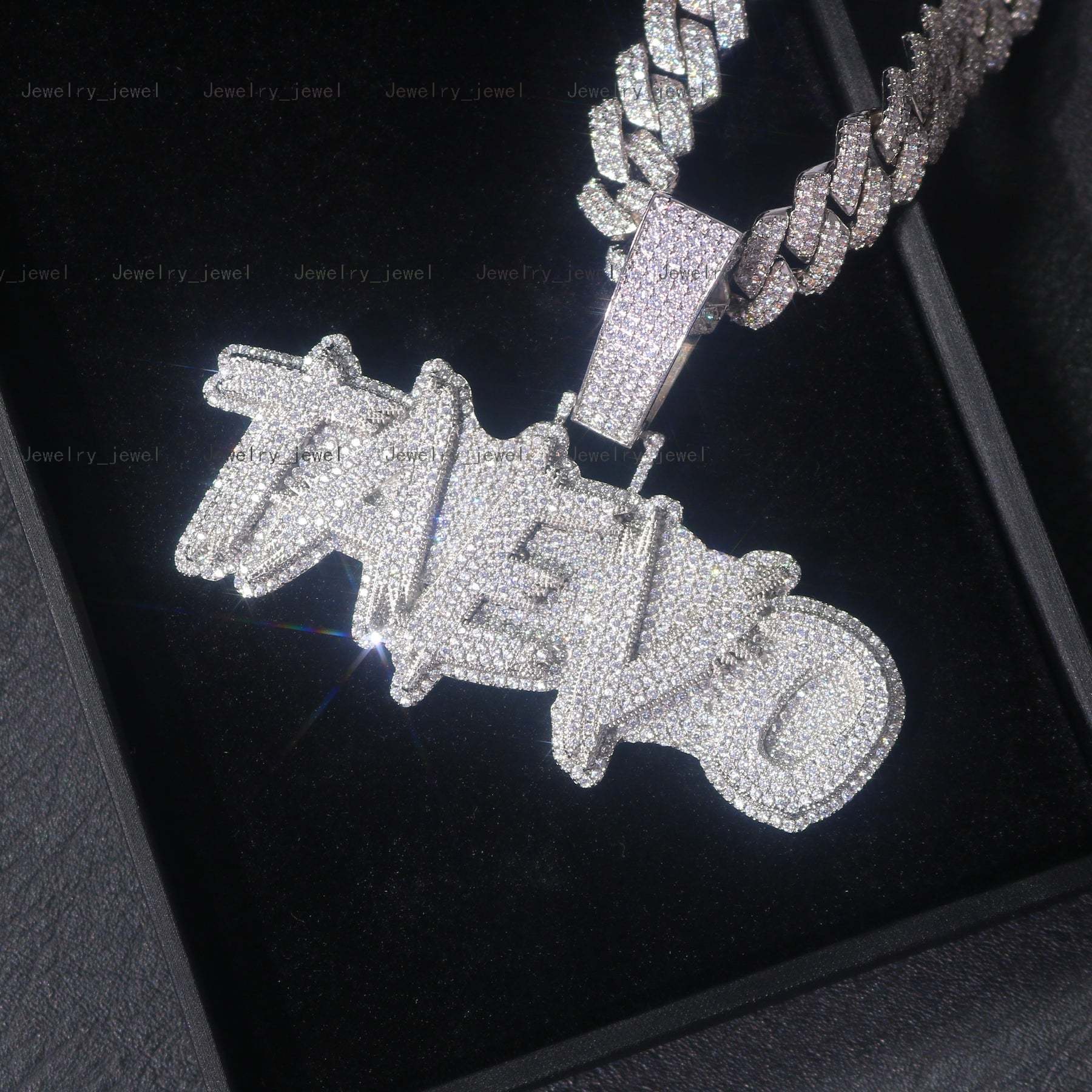 Mens High Quality S925 Rapper Pendant Hip Hop Necklace 2.5 Inches Iced Out Moissanite Diamond Shiny Letter Pendant Jewelry