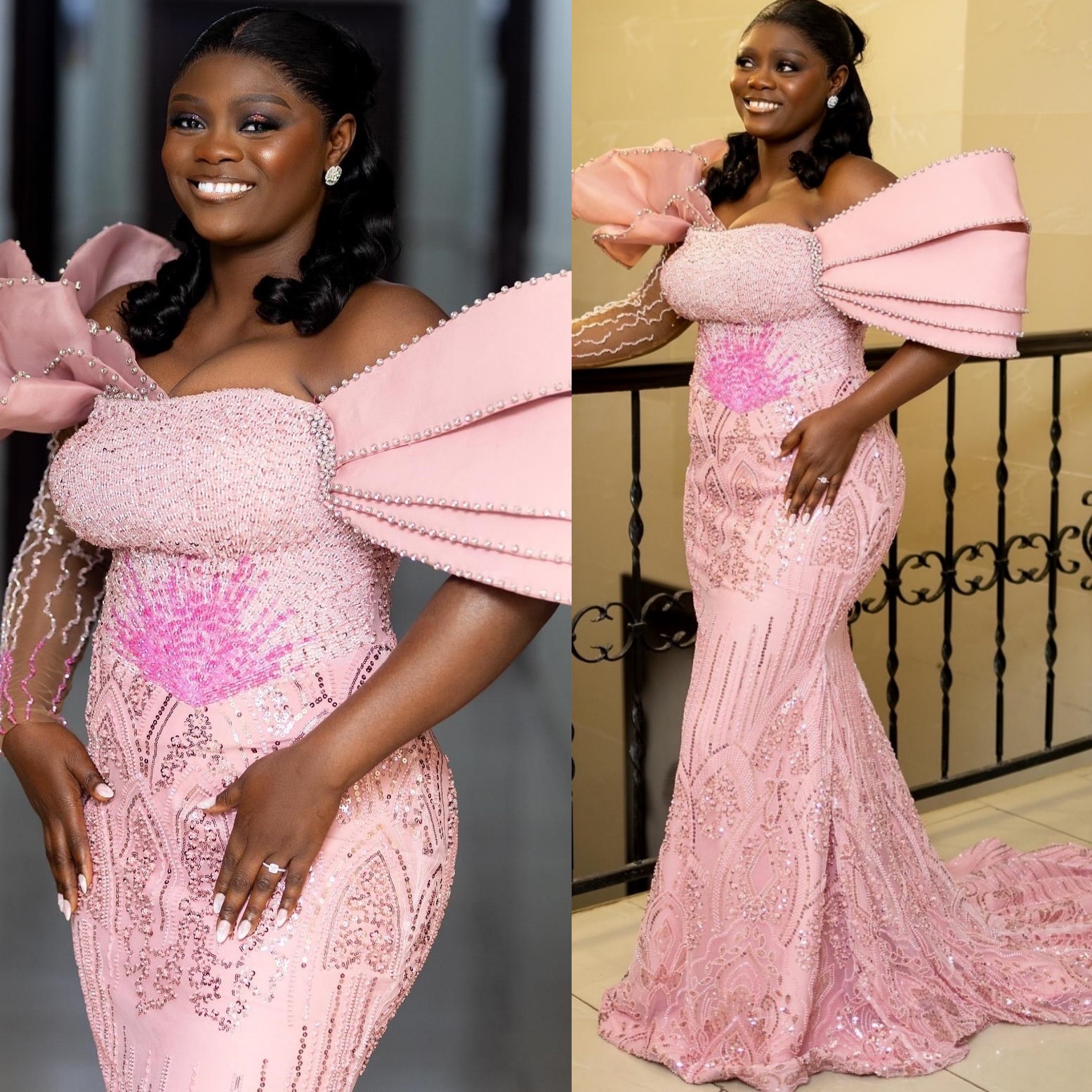 Pink Mermaid Prom Dresses 2025 Beaded Crystals Stylish Evening Formal Party Second Birthday Engagement Gowns Plus Size Dress For Special Occasions ZJ3