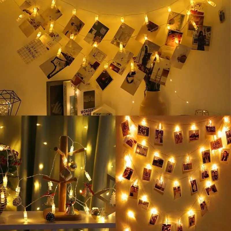 1Pc Photo Clip Fairy String lights Card Holder Garland lamp for Christmas Wedding Party Fairy Lights christmas decorationsXJ250612