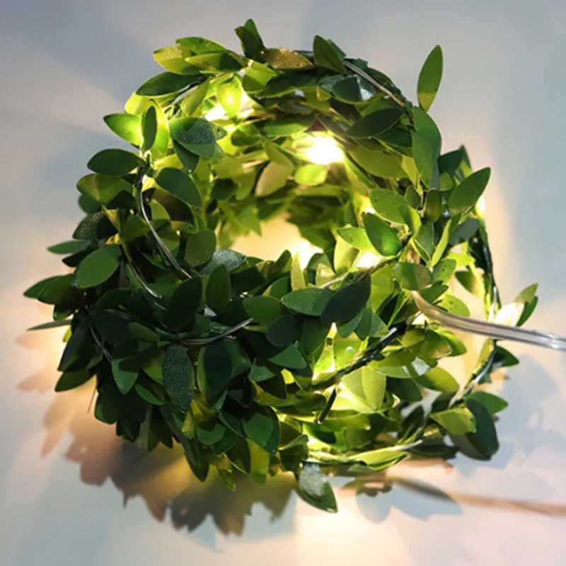 Outdoor Tiny Leaf LED Copper Wire Fairy String Lights Garland Christmas Decorations for Home New Year Wedding Garden Street LampXJ250612