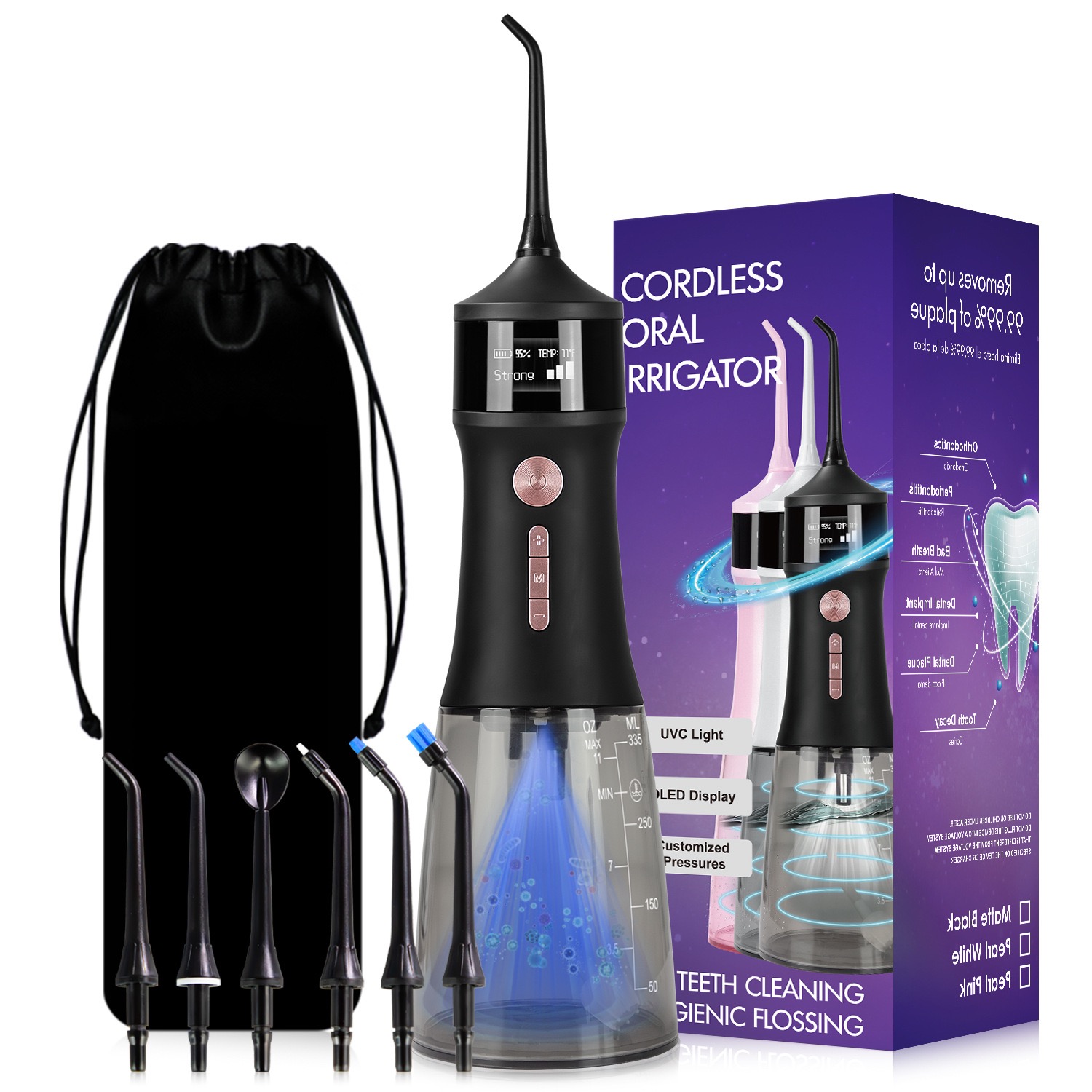 Luxury Dental Oral Irrigator IPX7 Portable Water Flosser Oral Hygiene Portable Ultrasonic Smart Scaler Long Battery Life Dental Flosser