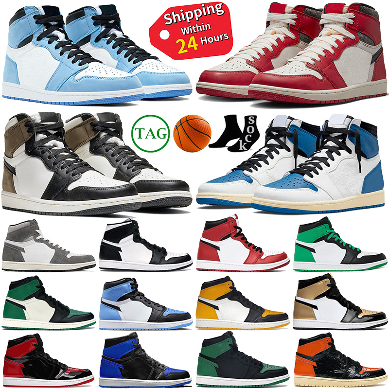 Designer Men Women 1 Basketball Shoes Patent Leather Sneakers Black White Lost and Found University Blue Light Smoke Grey Outdoor Sports Mens Trainers Size 36-47