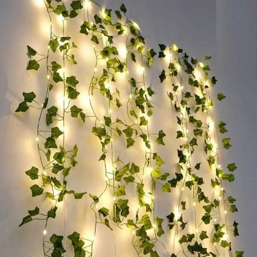 3M USB Maple Leaf Curtain Lights Ivy Artificial Green Leaf Garland Fairy Light String for Wedding Holiday DecorationXJ250612