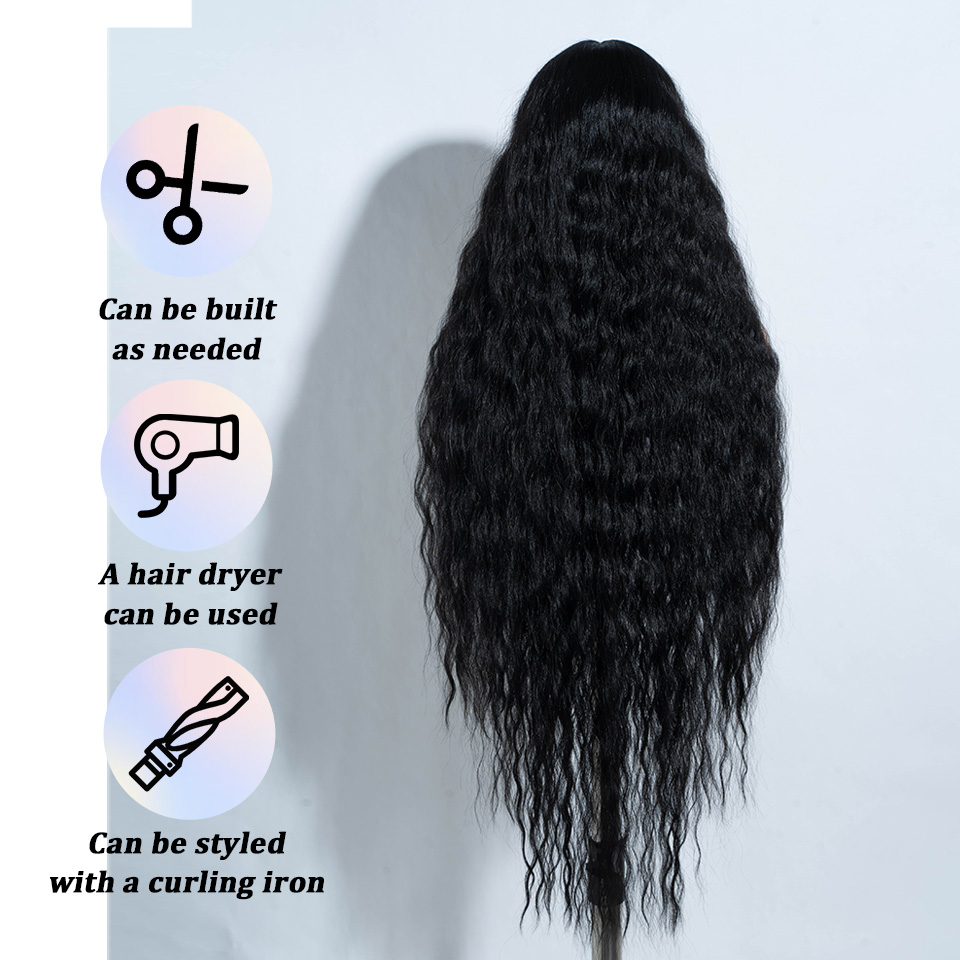 Rebecca Fashion 42 Inch Super Long Synthetic Lace Front Wigs For Black Women Long Curly Hair Cosplay Black Blonde Ombre Wig Heat Resistant Fiber