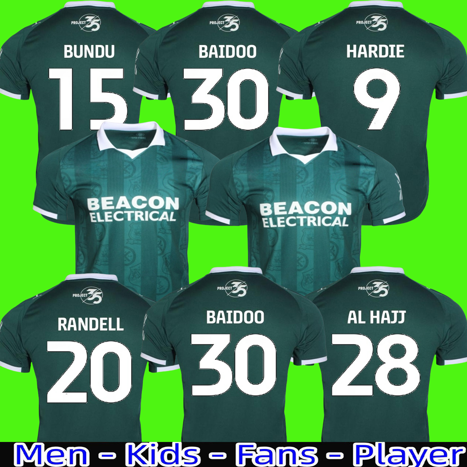 2025 2026 Plymouth green ALHAJJ WHITTAKER RANDELL EDWARDS CISSOKO Soccer Jerseys Home Away Official 25 26 player version Men kids Football Shirt