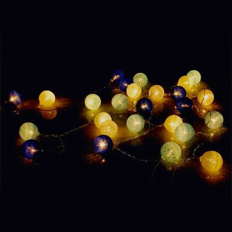 Cotton USB Balls 10/20/40 LED String Christmas Fairy Lights Novelty Lamp Chain for Home Outdoor Garland Wedding Party Decoration XJ250612