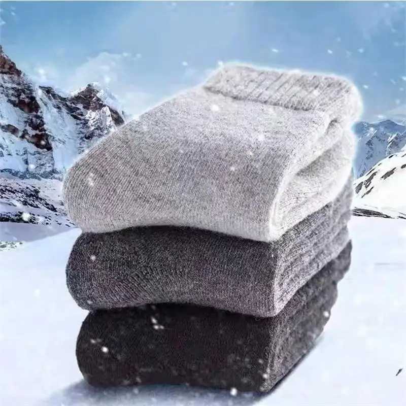 4Pairs/Lot Mens Winter Super Thick Thermal Socks Wool Men Women Solid High Quality Merino Wool Socks Cold Snow Warm Wool Socks T250612