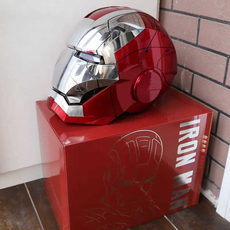 DISNEY New AutoKing 1 1 Mk5 Iron Man Helmet Cosplay Voice Control Eyes with Light Model Toys for Adult Electric Wearable Christmas Gift W250703