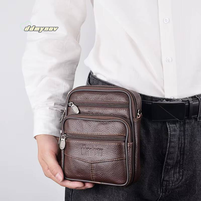 Men's Genuine Crossbody Shoulder High quality Tote Fashion Business Man Messenger Bag Leather Bags fanny pack ddmynov