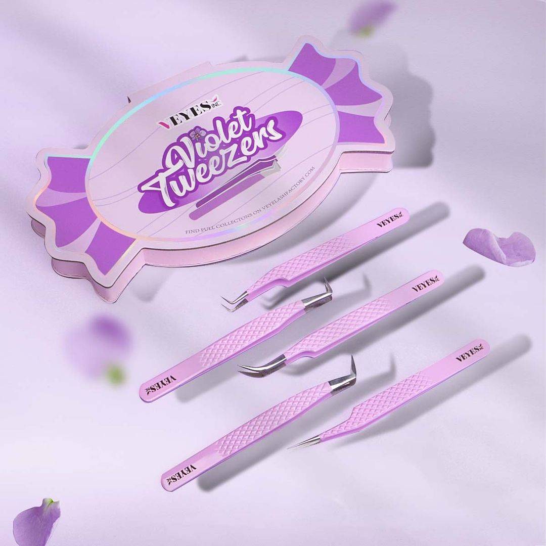 Premium Quality Customizable 45°/90° Angle L-Shaped Fiber Tip Tweezer for Precision Eyebrow & Lash Work