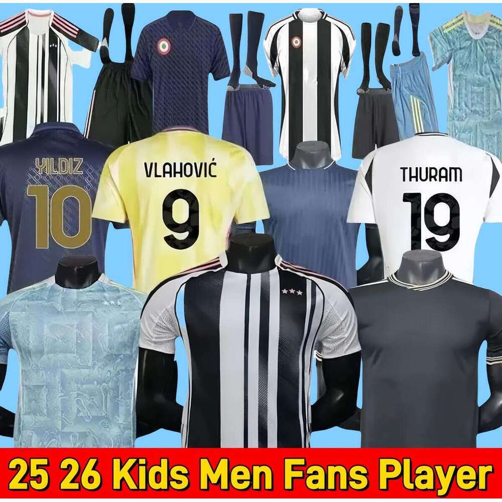 2025 2026 New juve Soccer Jerseys BREMER Douglas Luiz Maglia VLAHOVIC Yildiz McKENNIE Thuram Kalulu Gatti Cambiaso Danilo fans player Kits Mens Kids 25 26