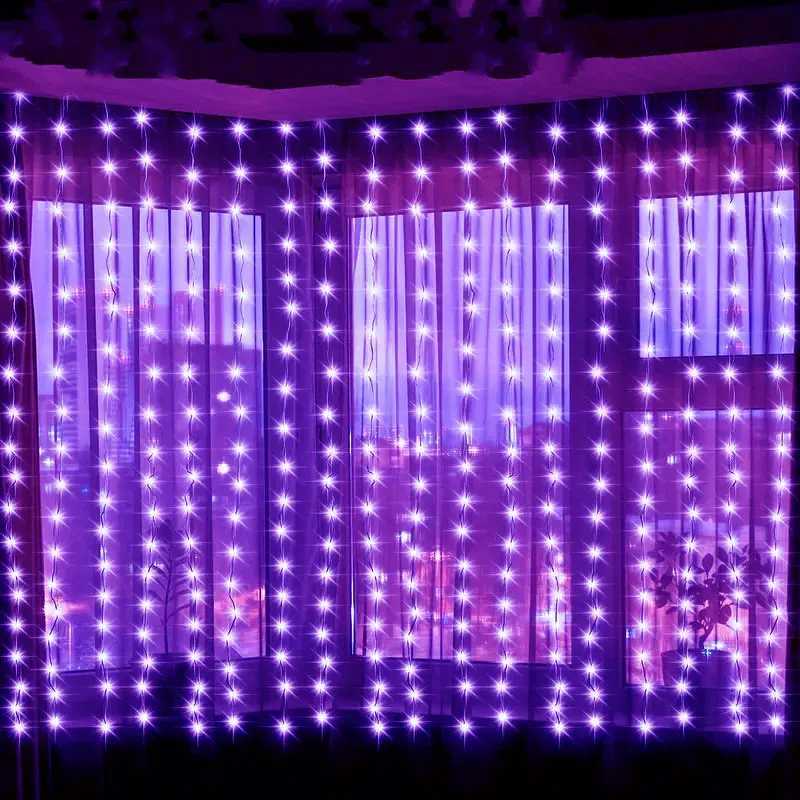 3/4/6M USB 8 Modes Window Curtain String Lights Remote Christmas Fairy Garland Lights for Party Wedding Holiday Bedroom Decor XJ250612