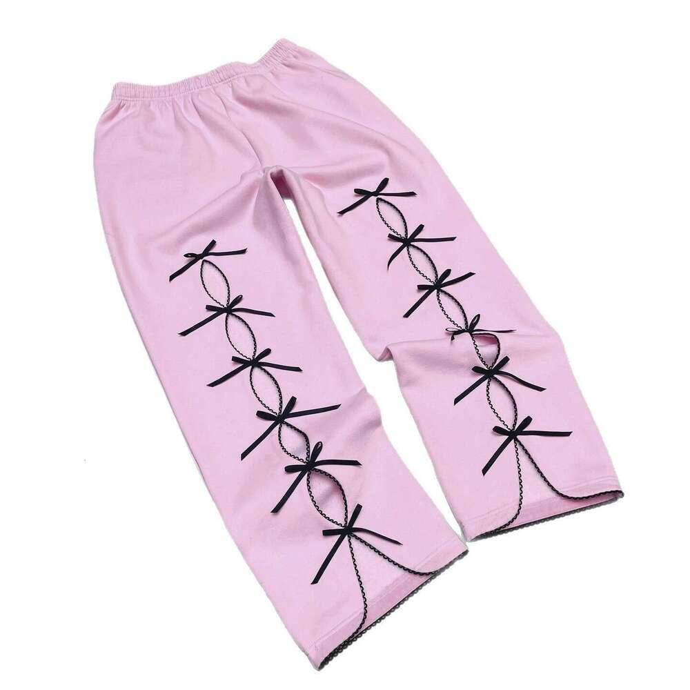 Women's Wear New Set Sweatshirt Casual Bowknot Letter Street Youth Fleece Sweatpants Sports