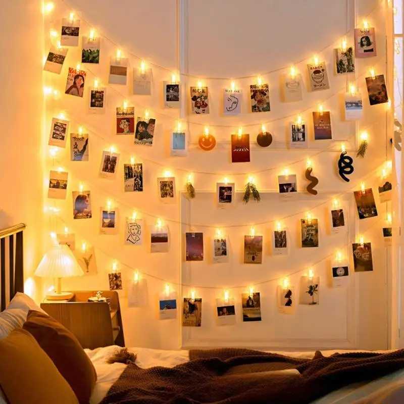 1Pc Photo Clip Fairy String lights Card Holder Garland lamp for Christmas Wedding Party Fairy Lights christmas decorationsXJ250612