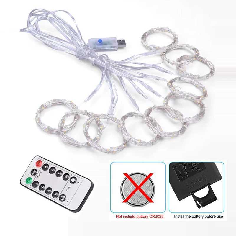 Fairy Curtain Lights USB Remote Control Waterproof LED String Lights for Bedroom Indoor Outdoor Wedding Christmas Party Decoration XJ250612