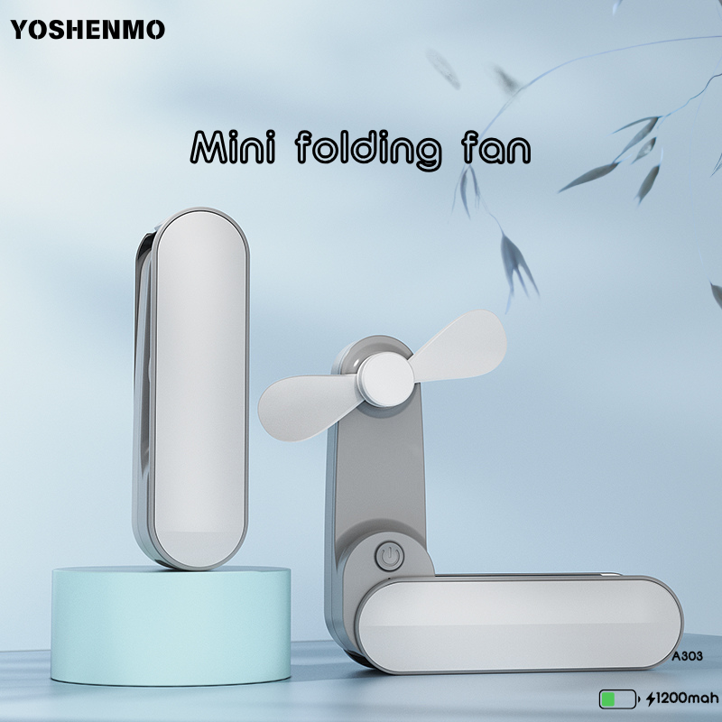 Portable Mini Folding Fan - USB Rechargeable, 3-Speed Adjustable, Quiet Operation with Adjustable Angle, Ideal for Outdoor Travel, Office & Home Use