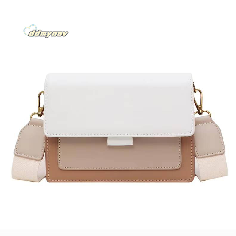 Contrast color Leather Crossbody Bags For Women Travel Handbag Fashion Simple Shoulder Messenger Ladies Small Flap Bag ddmynov